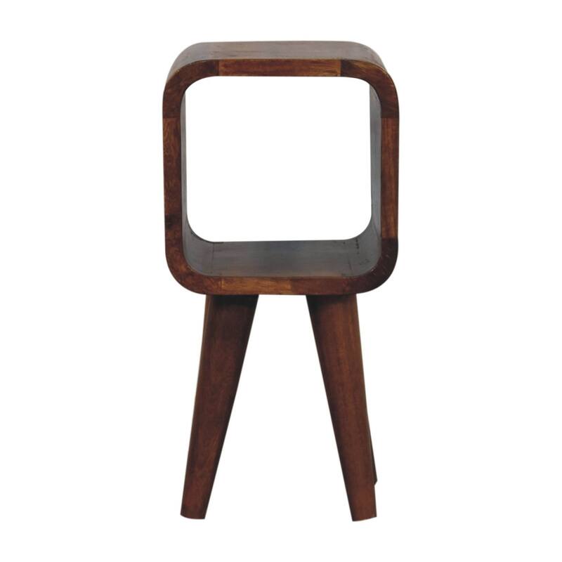 Solid Wood Extra Mini Minimalist Open Curved Chestnut Bedside