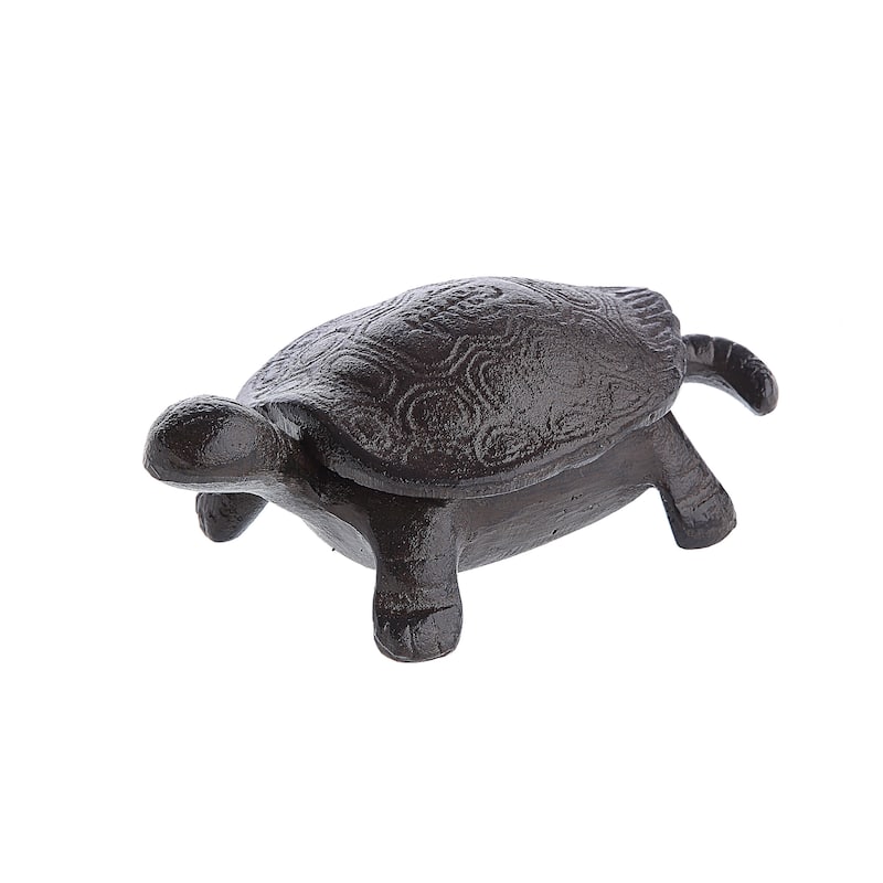 Secret Garden Decorative Cast Iron Tortoise Key Box - 6.3"L x 3.3"W x 2.0"H - 6.3"L x 3.3"W x 2.0"H - Brown