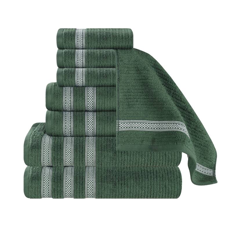 Superior Brea Zero Twist Cotton Ribbed Modern 8 Piece Bathroom Towel Set