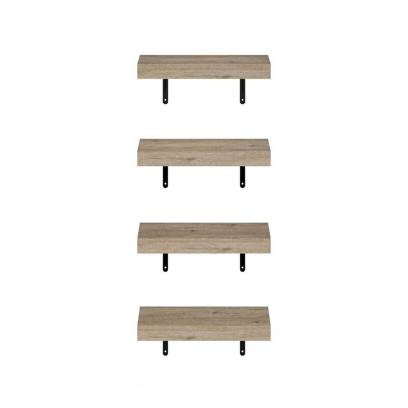 Furinno Tanna 15-Inch Wall Mounted Floating Display Shelves, Natural, Set of 4