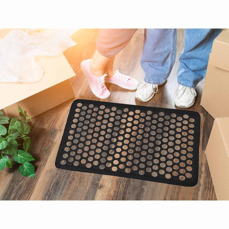 Outdoor Mat Harold Railing Rubber Rug 24x16 Inch Black