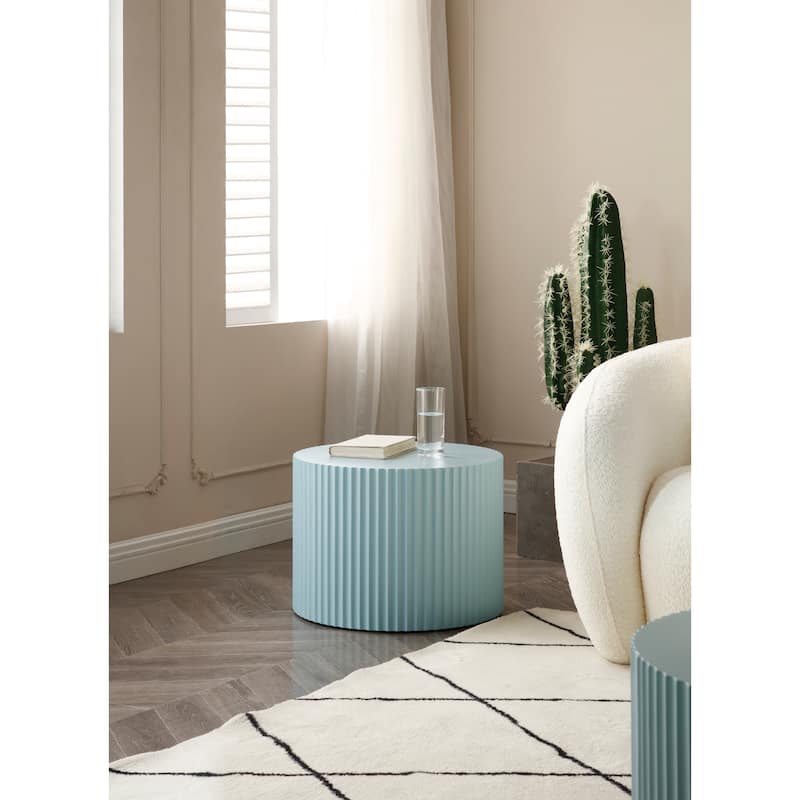 Blue Handcrafted Round MDF Coffee Table Set - Add Color to Living Room & Leisure