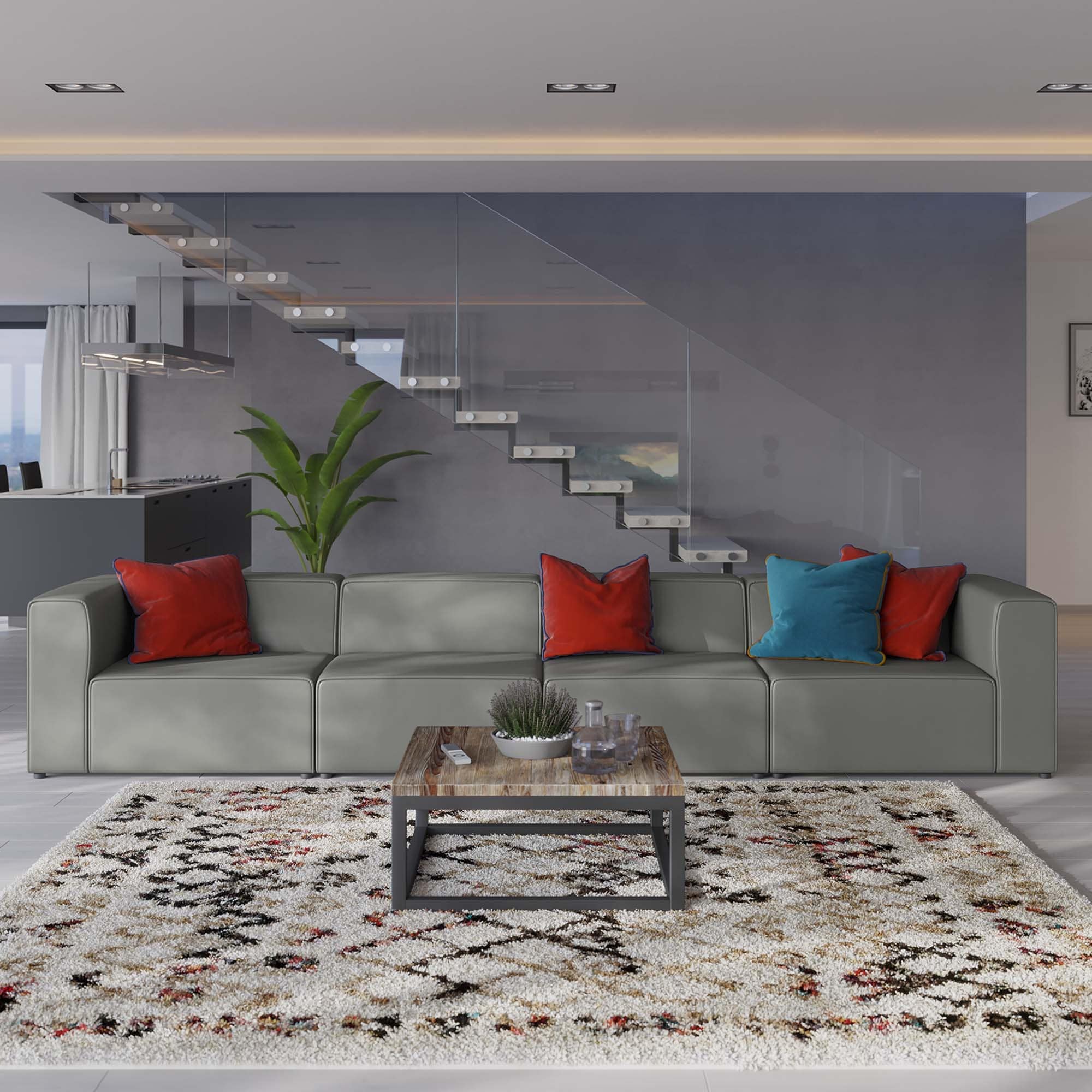 Leather store symmetrical sectional