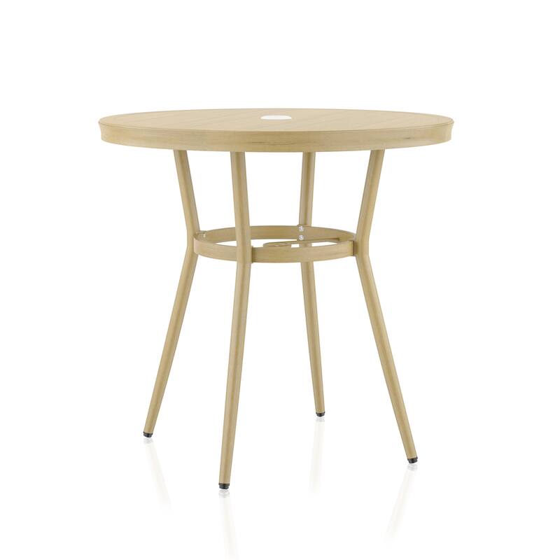 Furniture of America Ariel Natural Tone 32-inch Metal Round Patio Dining Table