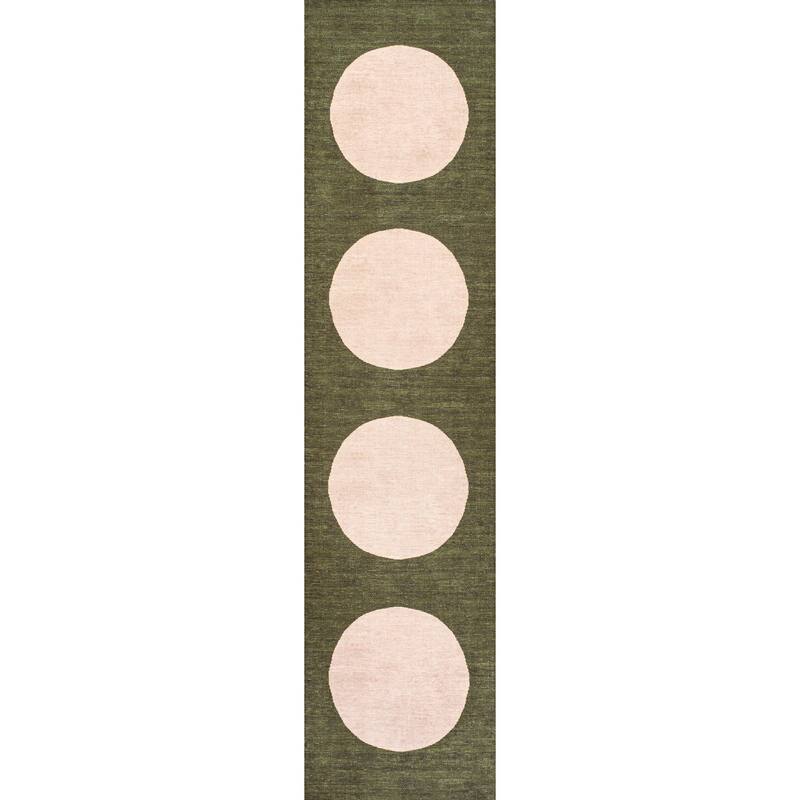 JONATHAN Y Demie Bohemian Textured Weave Floral Machine Washable Area Rug - 2 X 8 - Green/Cream