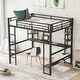 preview thumbnail 11 of 20, Full Size Loft Metal&MDF Bed with Long Desk and Shelves,Black Black