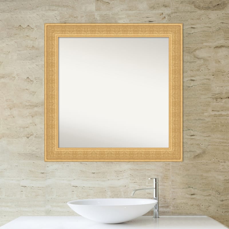 Trellis Non-Beveled Wood Framed Bathroom Vanity Wall Mirror - Trellis Gold
