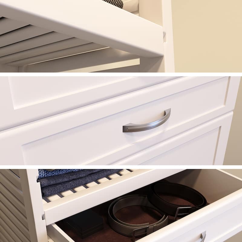 John Louis Home Solid Wood Walk-Ion Closet System with 5-Drawers White