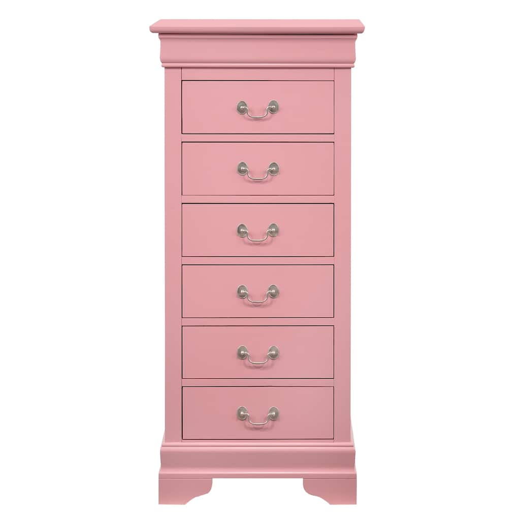 7-Drawer Wooden Bedroom Chest - 51" - Pink