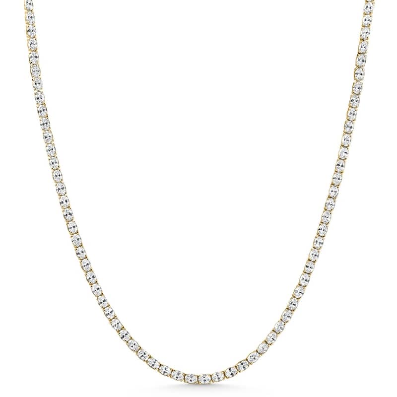Bliss Diamond 19Ct Oval Diamond Tennis Necklace Yellow Gold Lab Grown - Yellow - 18 Inch