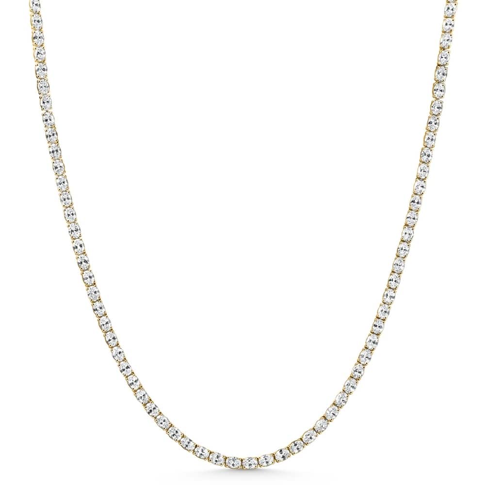 Bliss Diamond 19Ct Oval Diamond Tennis Necklace Yellow Gold Lab Grown