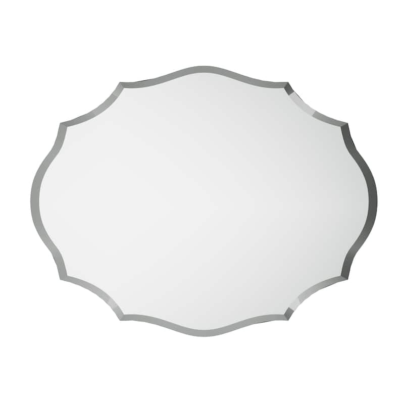 Beveled Accent Frameless Wall Mirror Frameless Scalloped Oval Mirror