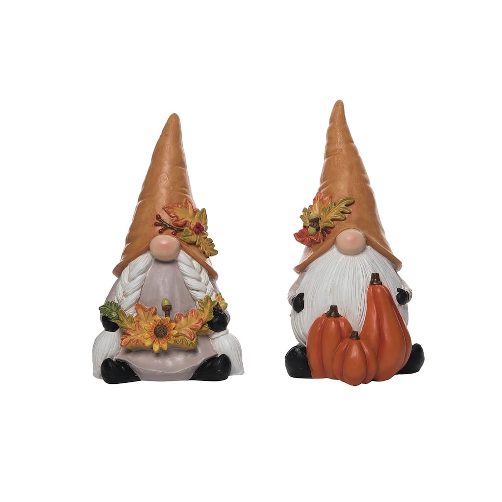 Transpac Resin Big Hat Gnome Figurine Set of 2 Fall/Harvest Home Decorations