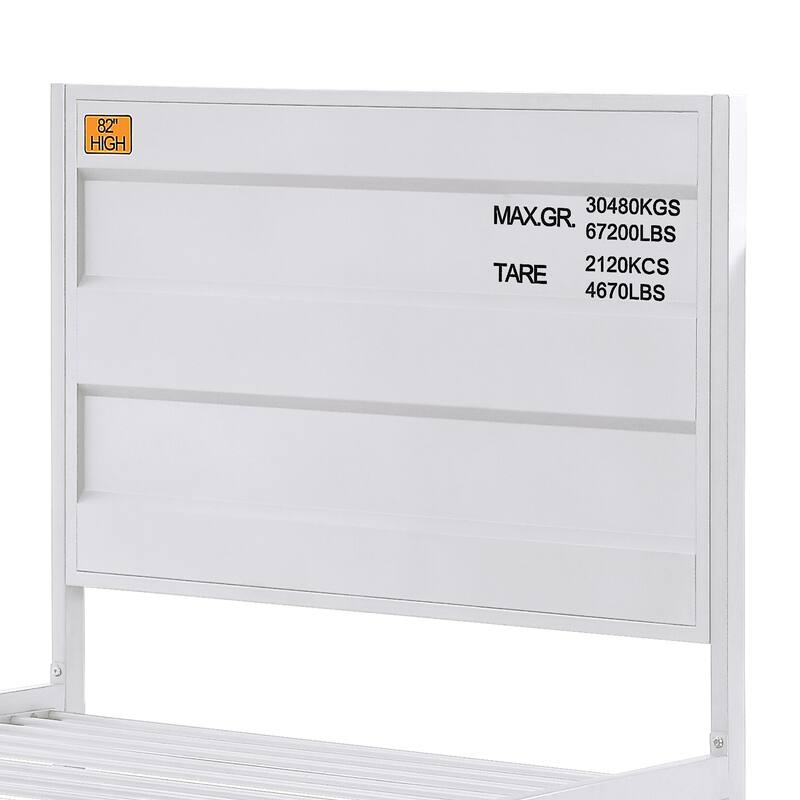 White Industrial Cargo Container Platform Bed with Metal Frame