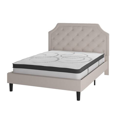 Brighton Queen Size Tufted Upholstered Platform Bed in Beige