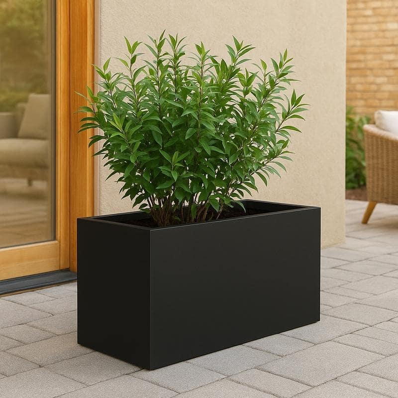 Bloom Rectangular Planter in Fiberstone for Modern Indoor and Outdoor Patio Planter Flower Pot with Drainage