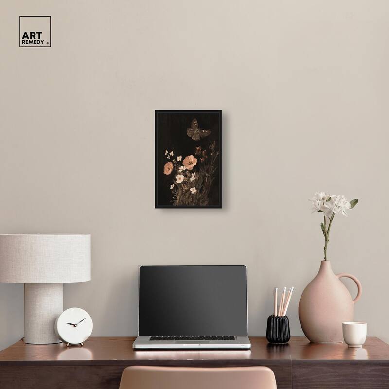 Poppy and Moth I Canvas by Art Remedy