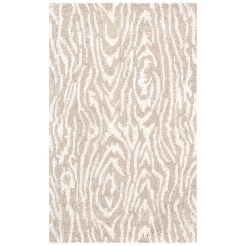 SAFAVIEH Handmade Ebony Thouraya Modern & Contemporary Wool Rug - 3' x 5' - Grey/Ivory