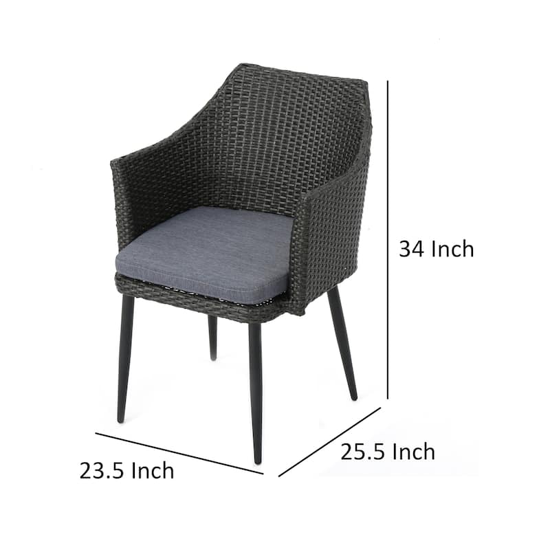 Kenny Outdoor Accent Chair Set of 2, Gray Polyester, PE Rattan, Iron