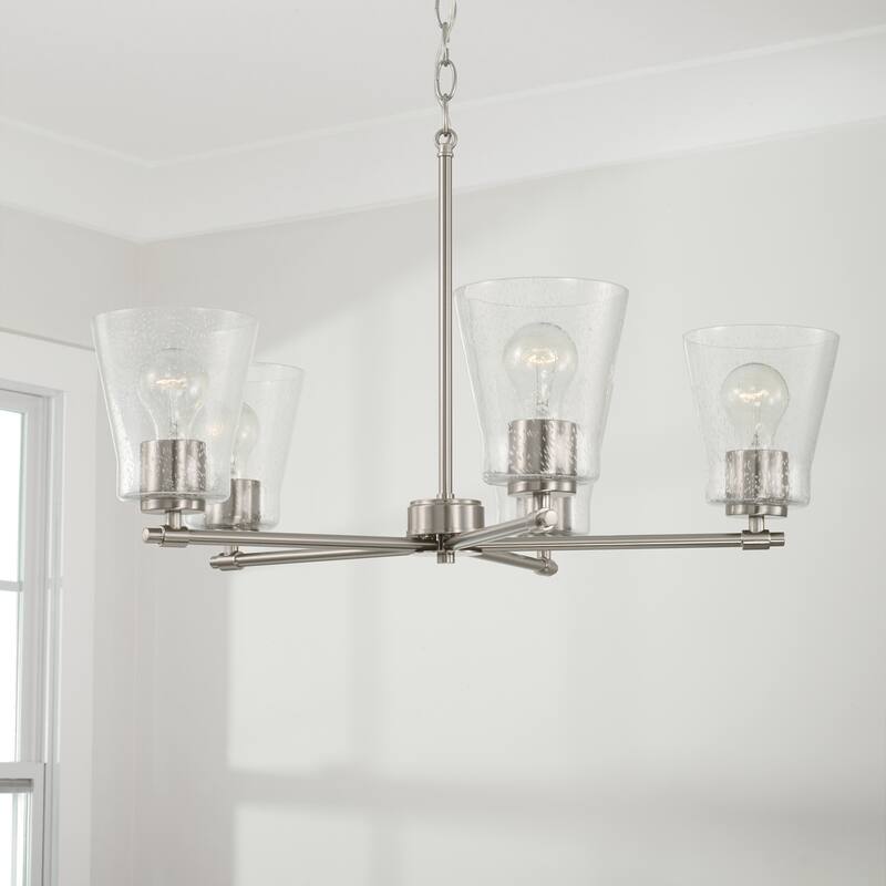 Baker 5-light Chandelier w/ Clear Seeded Glass