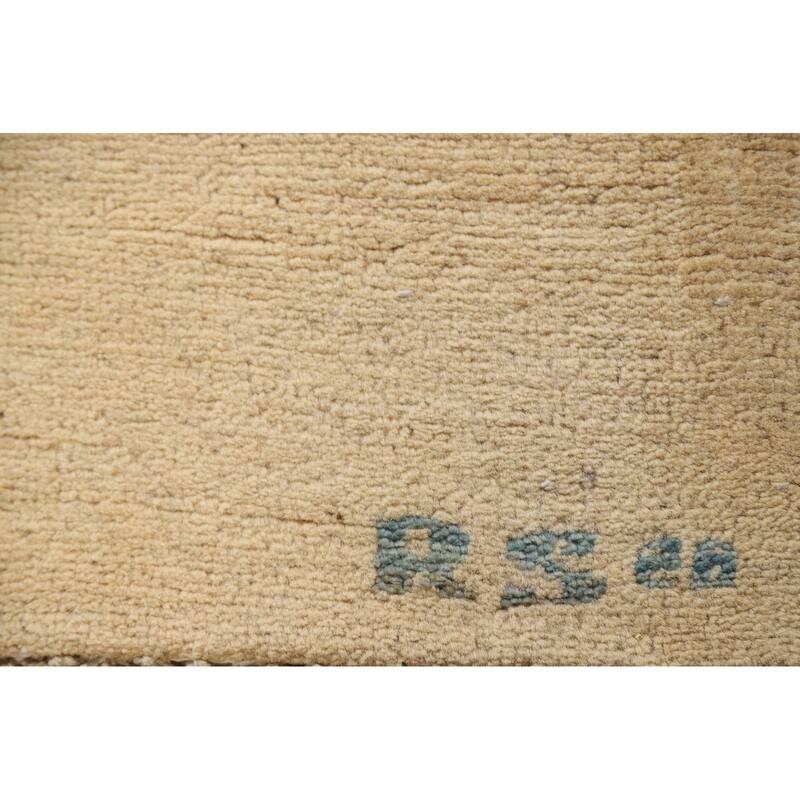 Gabbeh Modern Rug Solid Beige Hand-Knotted Wool Carpet - 5'3"x 6'6"