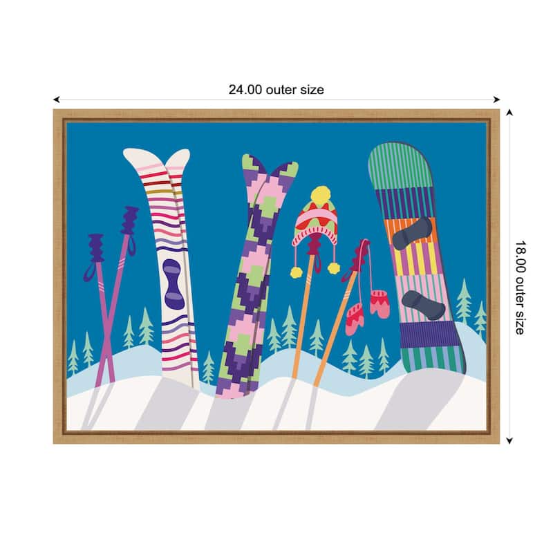 Kate and Laurel Sylvie Framed Canvas Winter Ski Village by Rachel Lee