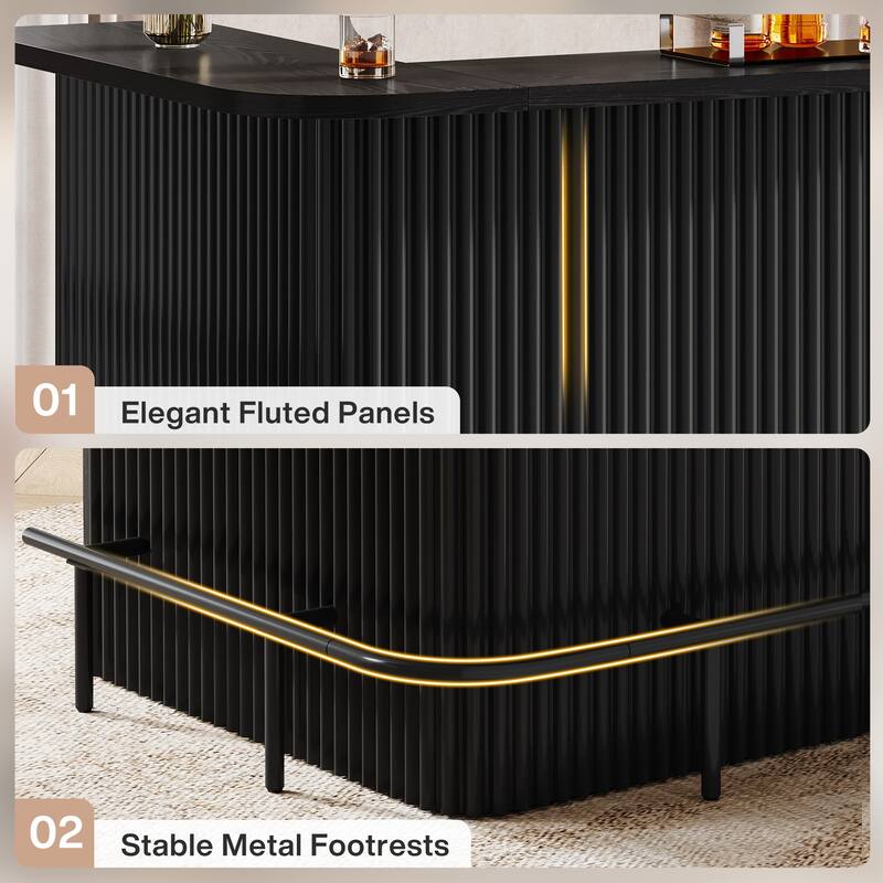 Bar Table, Home Bar Unit with Footrest, Counter Height Pub Table with Storage Shelves for Basement, Living Room, Dining Room