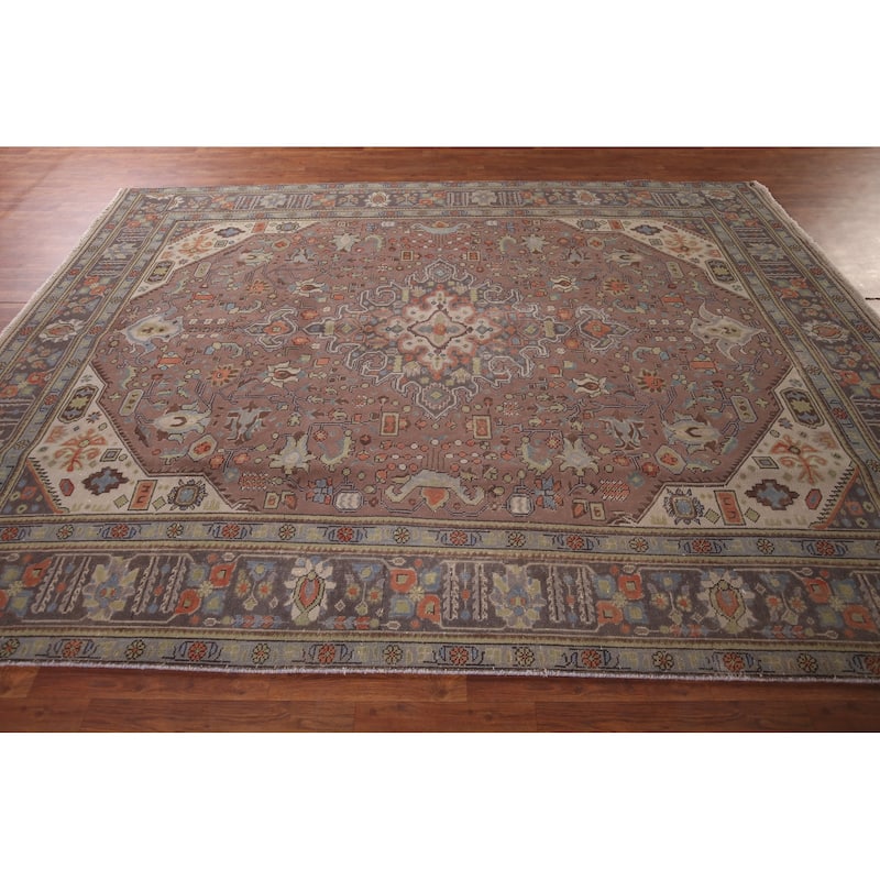 Geometric Tabriz Persian Vintage Area Rug Handmade Wool Carpet - 7'6"x 11'0"
