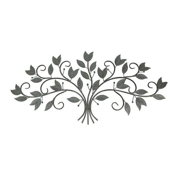 Shop Grey Metal Art Leaves On Branches Wall Decor Sculpture 20 X