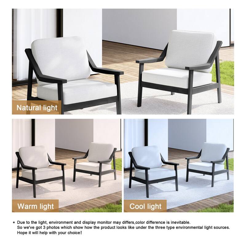 Set of 2 Outdoor Teak Wood Patio Chair with Cushion