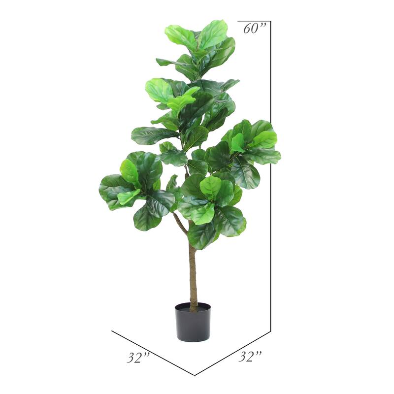 The Mod Greenhouse Faux Green Fiddle Leaf Tree in a Black Matte Planter Pot