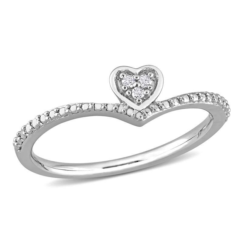 Miadora Diamond Accent Heart Promise Stacking Ring in Sterling Silver