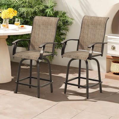 Outdoor Metal Swivel Counter-height Bar Stool Dining Chair Set of 2/4