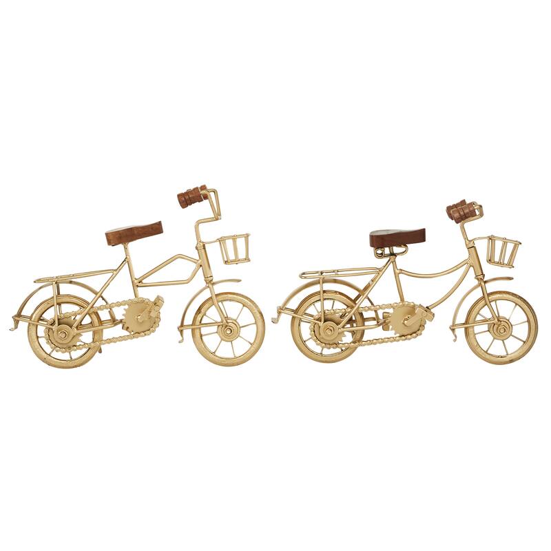 Metal Bike Sculpture with Wood Accents (Set of 2)