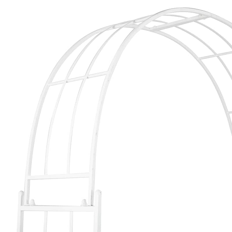Metal Indoor Outdoor Arched Garden Arbor with Lattice Work Sides - Black or White - Roche River Decor