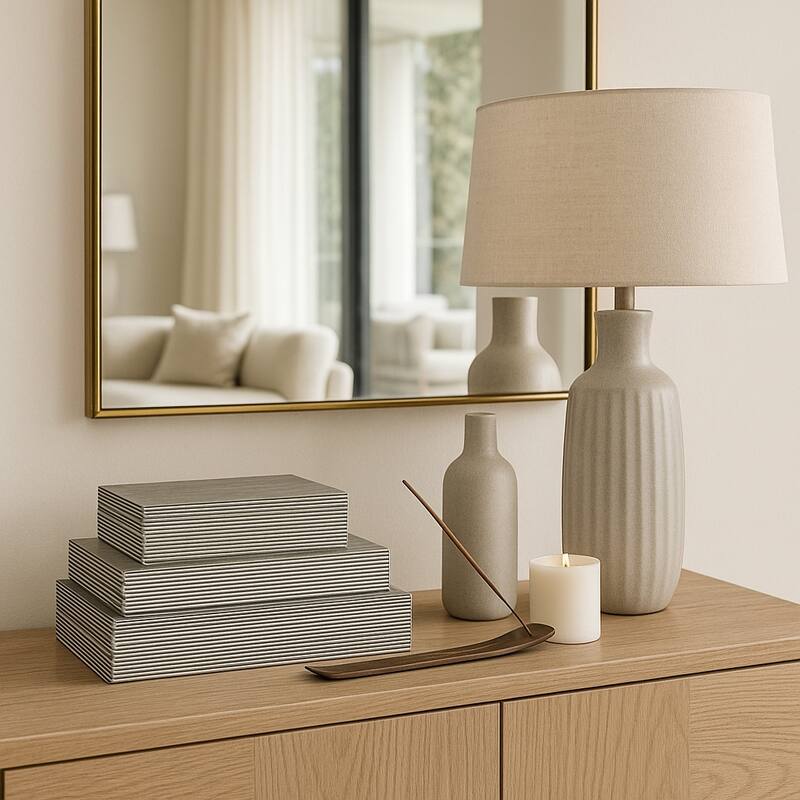 Decorative Box with Lid - Set of 3, 10", 11", 12", White - 12.0"