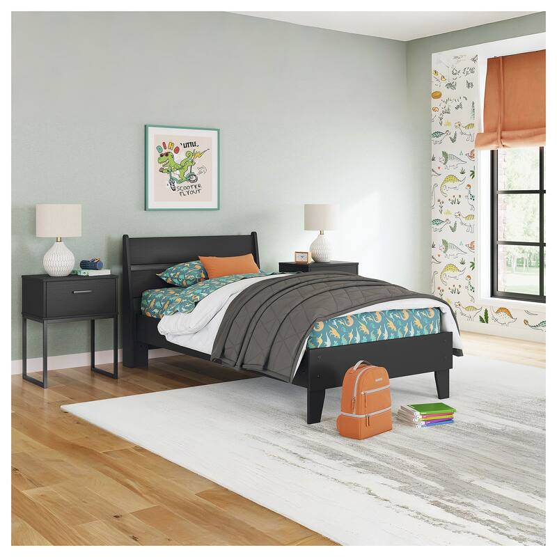 Signature Design by Ashley Socalle Black Panel Platform Bed - Twin