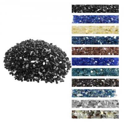 Black Tempered Reflective Crushed Fire Glass 1/2 Inch for Fire Pits - 1/2 inch