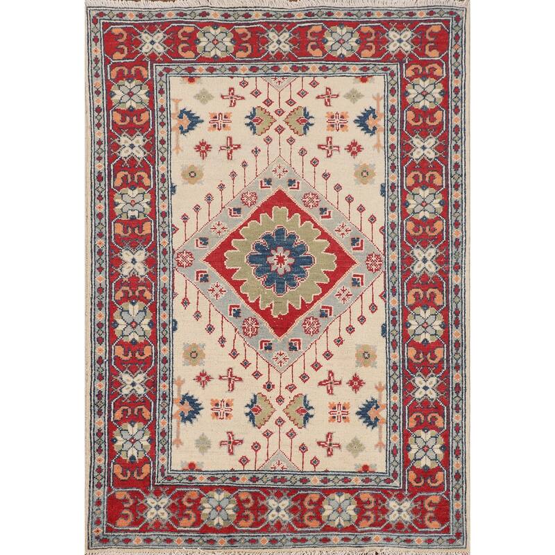 Kazak Accent Rug Handmade Wool Carpet - 3'4" x 4'10"