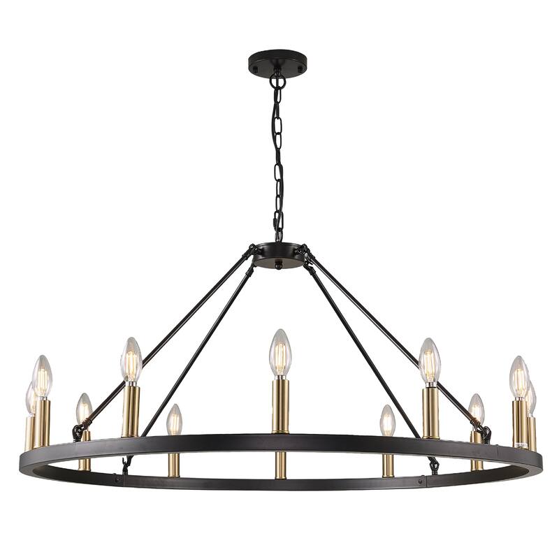 12 - Light Dimmable Wagon Wheel Chandelier