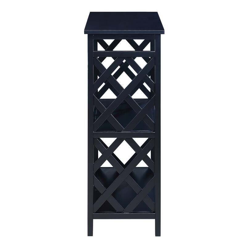 Console Table 3-Tier with Storage Shelves,Open Bookshelf Bookcase with Solid Wood Legs