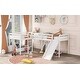 preview thumbnail 15 of 16, L-Shaped Solid Pine Twin Size Loft Bed with Ladder & Slide for 2 Kids