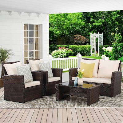 Royalcraft 4 Piece PE Rattan Wicker Outdoor Patio Furniture Set