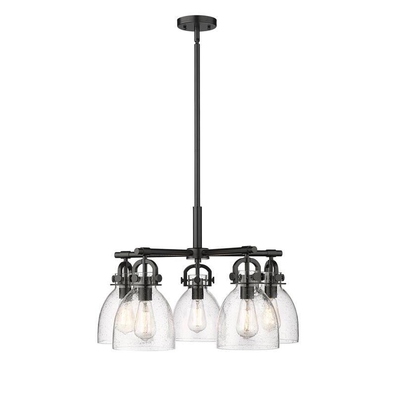 Innovations Lighting Newton Bell - 5 Light 7" Stem Hung Chandelier