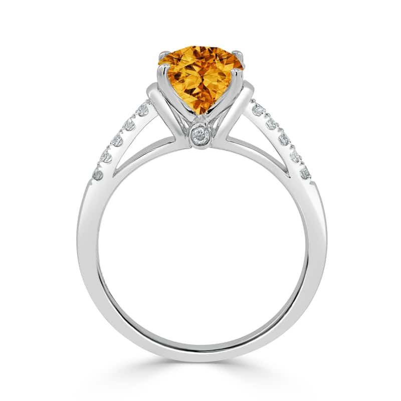 Auriya 2ct Fancy Oval Citrine and Diamond Engagement Ring 1/6ctw 14k Gold