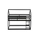 preview thumbnail 9 of 7, Twin over Twin Rubber Wood Floor Bunk Bed with Ladder & Guardrails, Black