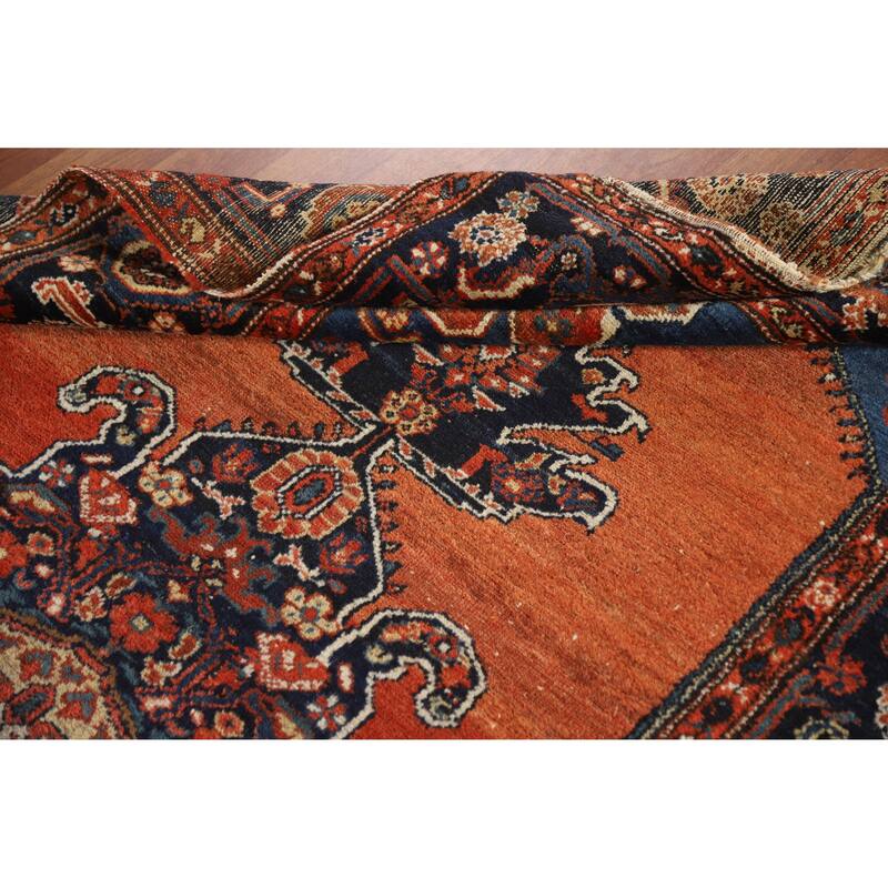 Hand Knotted Oriental 100% Wool Carpet Traditional Medallion Oranges & Rust Malayer Area Rug - 8' 0'' X 4' 6''