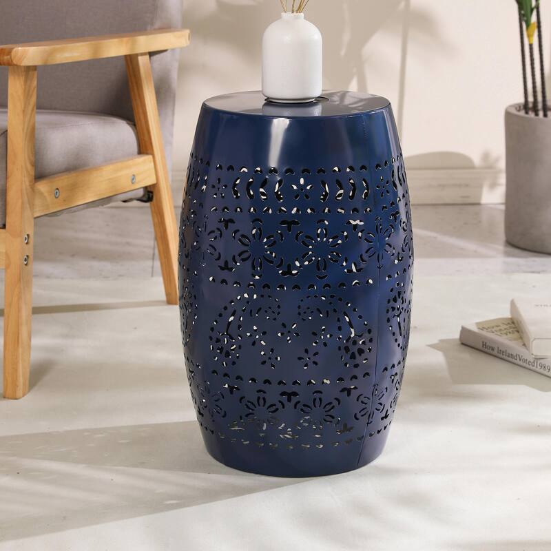 Solar-Powered Side Table with Light - Modern Iron Design, Garden & Patio Accent