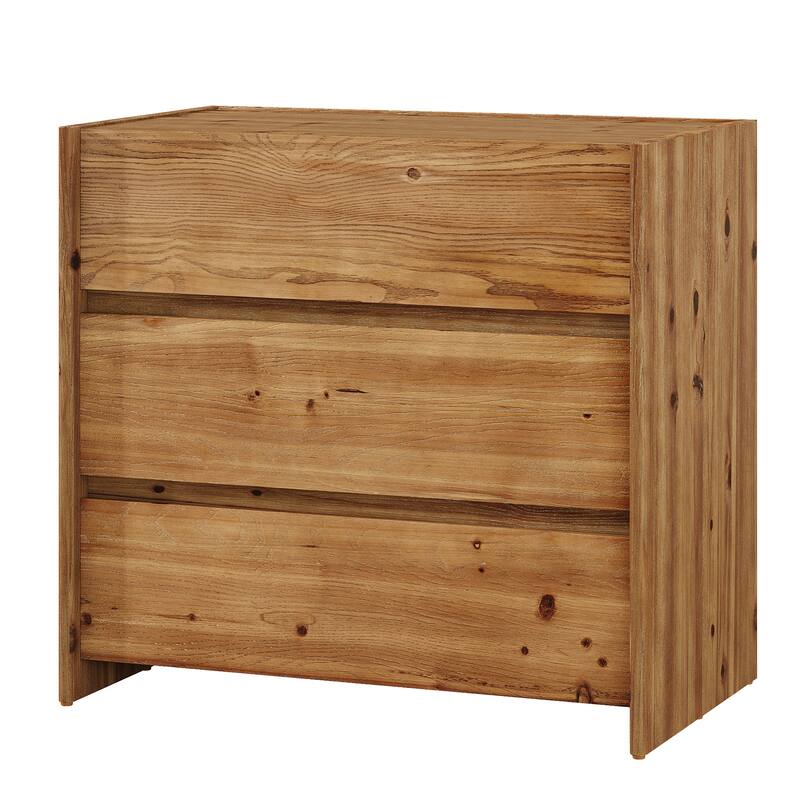 31.5" Oversized Solid Wood Nightstand with Drawers, Bedroom Bedside Accent Storage Cabinet