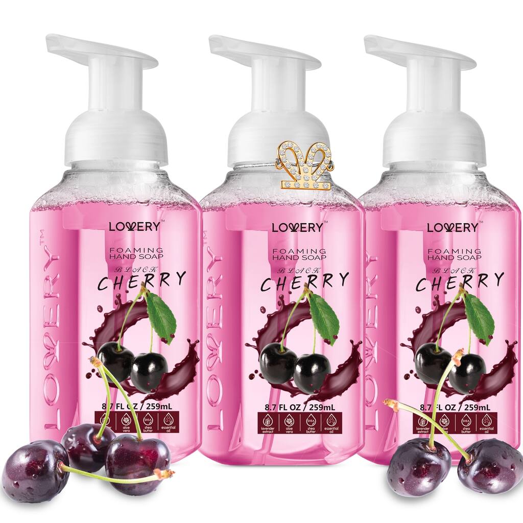 Lovery Foaming Hand Soap - Pack of 3 - Moisturizing Hand Soap - Black Cherry - 3 pc